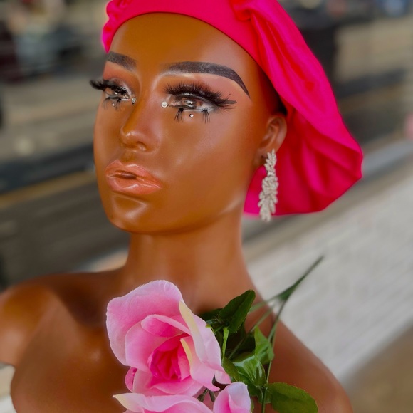 Pink Satin Bonnet - Picture 1 of 3